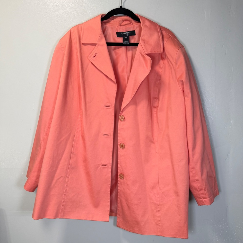 Parisian Signature Woman VTG Coral Pink‎ Cotton Blend Blazer Jacket Plus Size 3X
